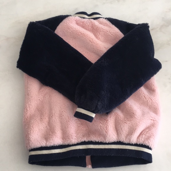 C & C California Girls Pink/Navy Faux Fur Jacket-Size 6X - Picture 2 of 3